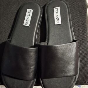 Steve Madden Black Slide Sandals